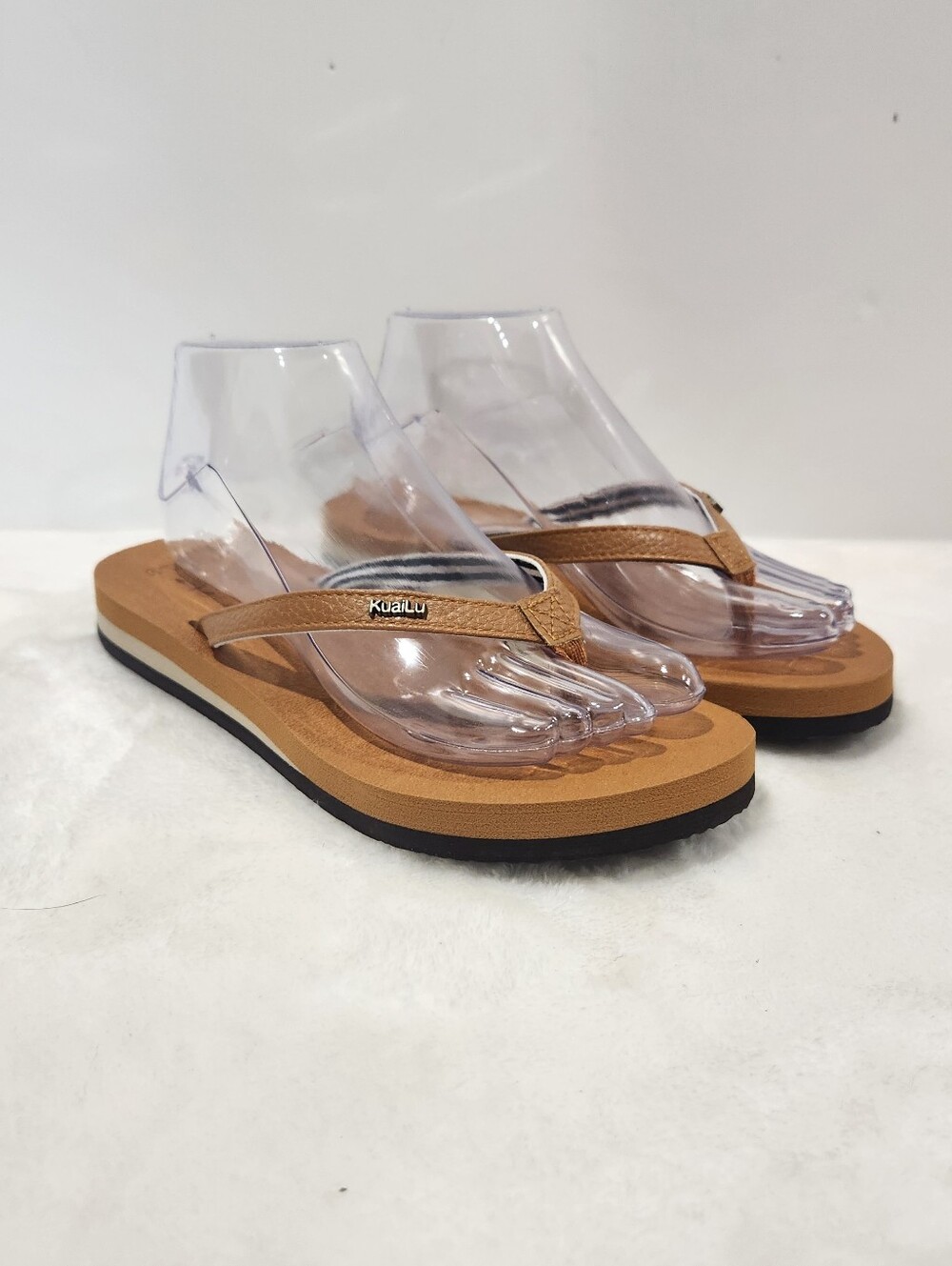 Kuailu Tan Yoga Mat Arch Support Flip Flip Thong Sandals Womens 7.5 NWT